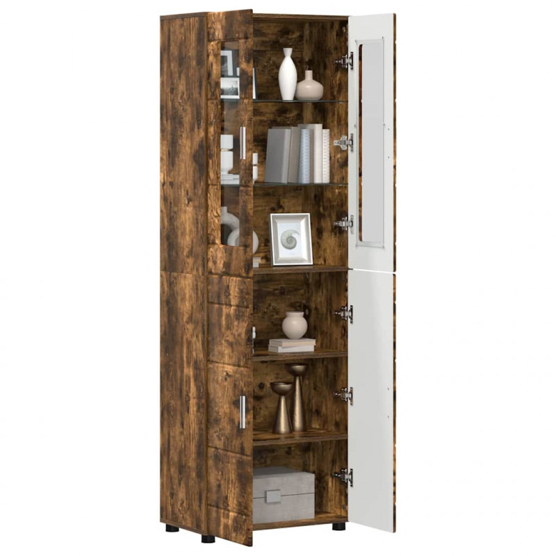 Highboard z półką FLORIN Dąb wędzony 60 x 35 x 182 cm
