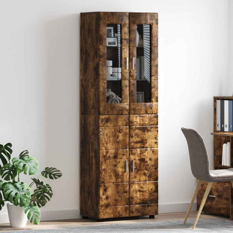 Highboard z półką FLORIN Dąb wędzony 60 x 35 x 182 cm
