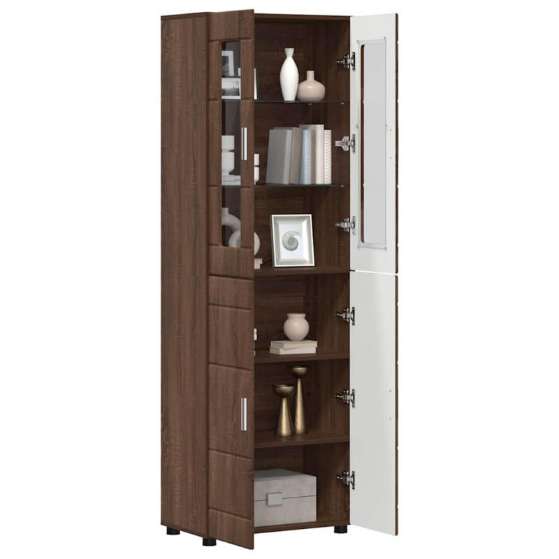 Highboard z półką FLORIN Brązowy dąb 60 x 35 x 182 cm