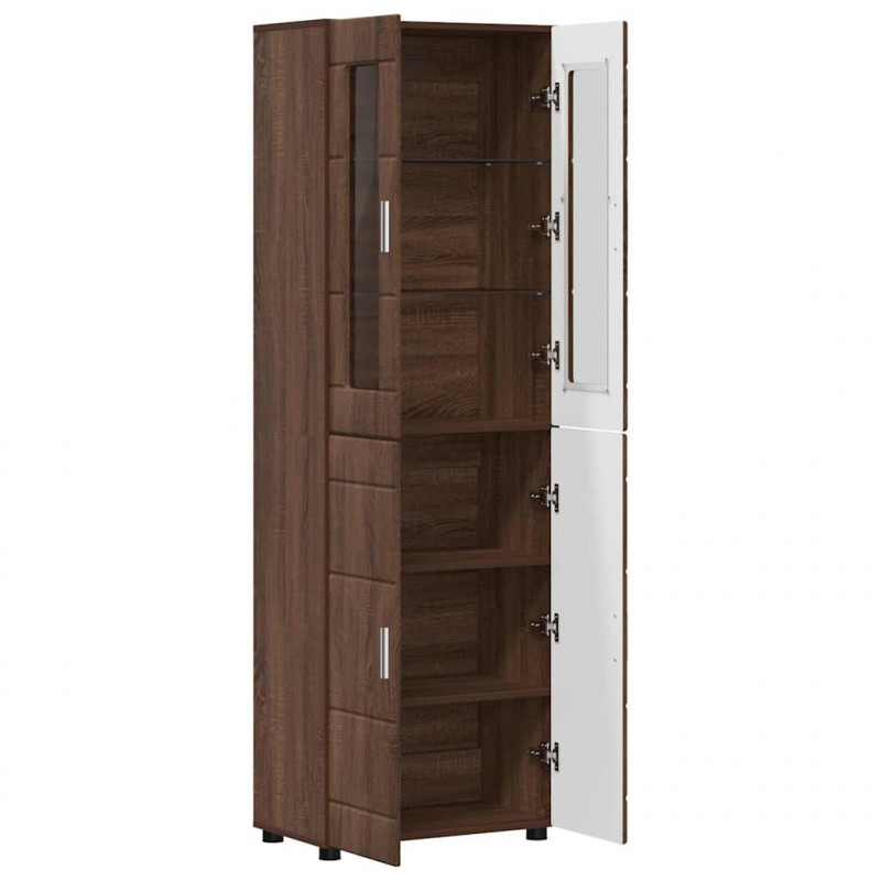 Highboard z półką FLORIN Brązowy dąb 60 x 35 x 182 cm