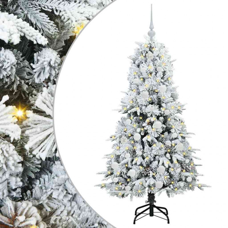 Sztuczna choinka z zawiasami z podstawą Biały 150 cm PE i PVC