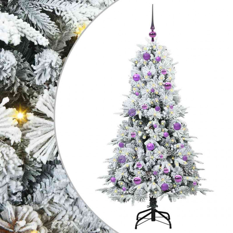 Sztuczna choinka z zawiasami z podstawą Biały 150 cm PE i PVC