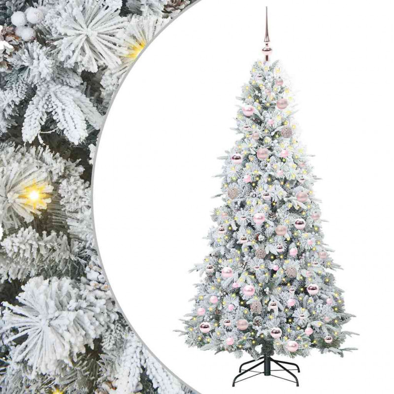 Sztuczna choinka z zawiasami z podstawą Biały 180 cm PE i PVC
