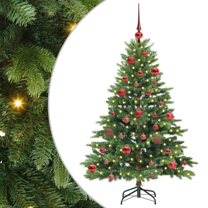 Sztuczna choinka z 150 diodami LED Zielony 150 cm PE i PVC