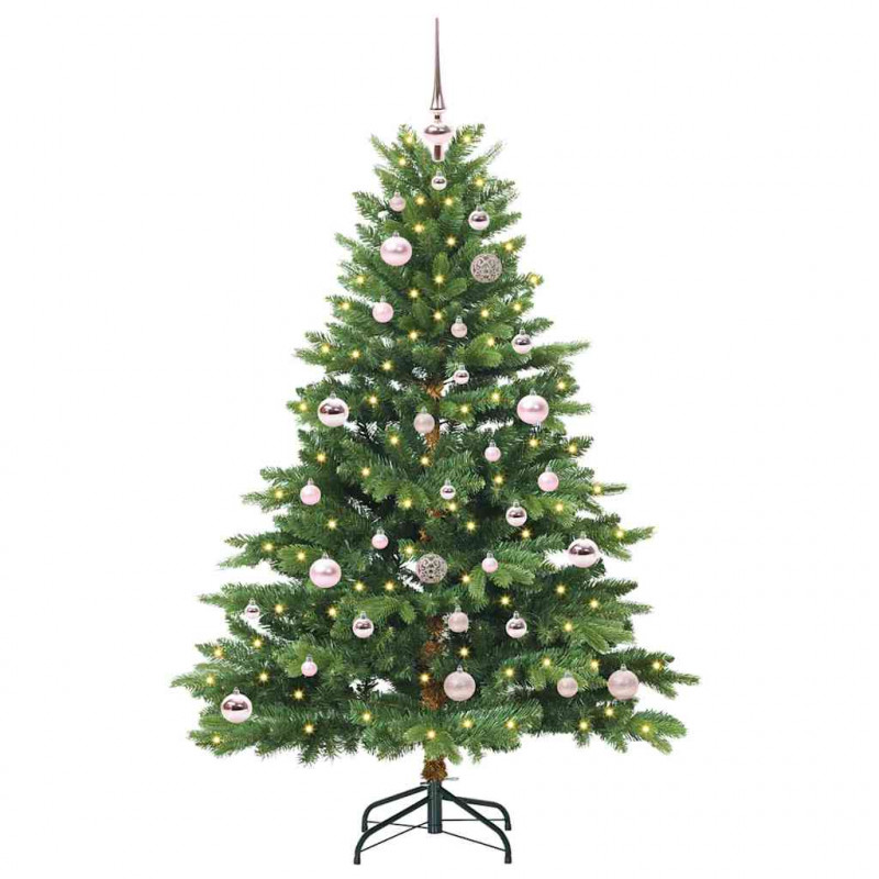 Sztuczna choinka z 150 diodami LED Zielony 150 cm PE i PVC