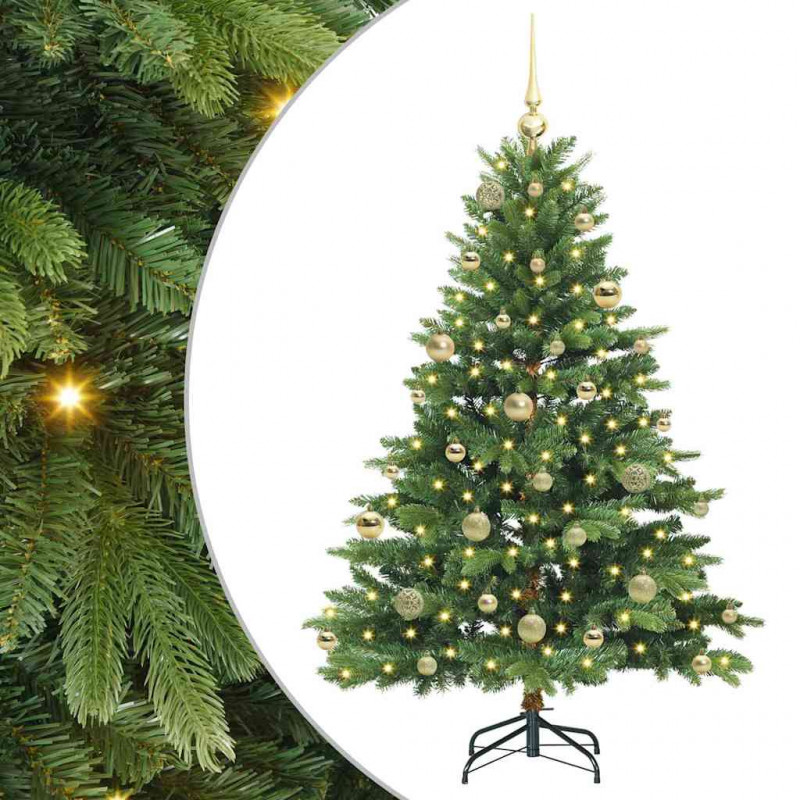 Sztuczna choinka z 150 diodami LED Zielony 150 cm PE i PVC