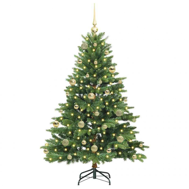 Sztuczna choinka z 150 diodami LED Zielony 150 cm PE i PVC
