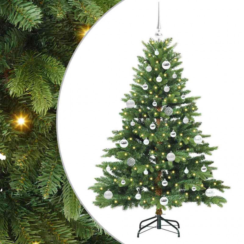Sztuczna choinka z 150 diodami LED Zielony 150 cm PE i PVC