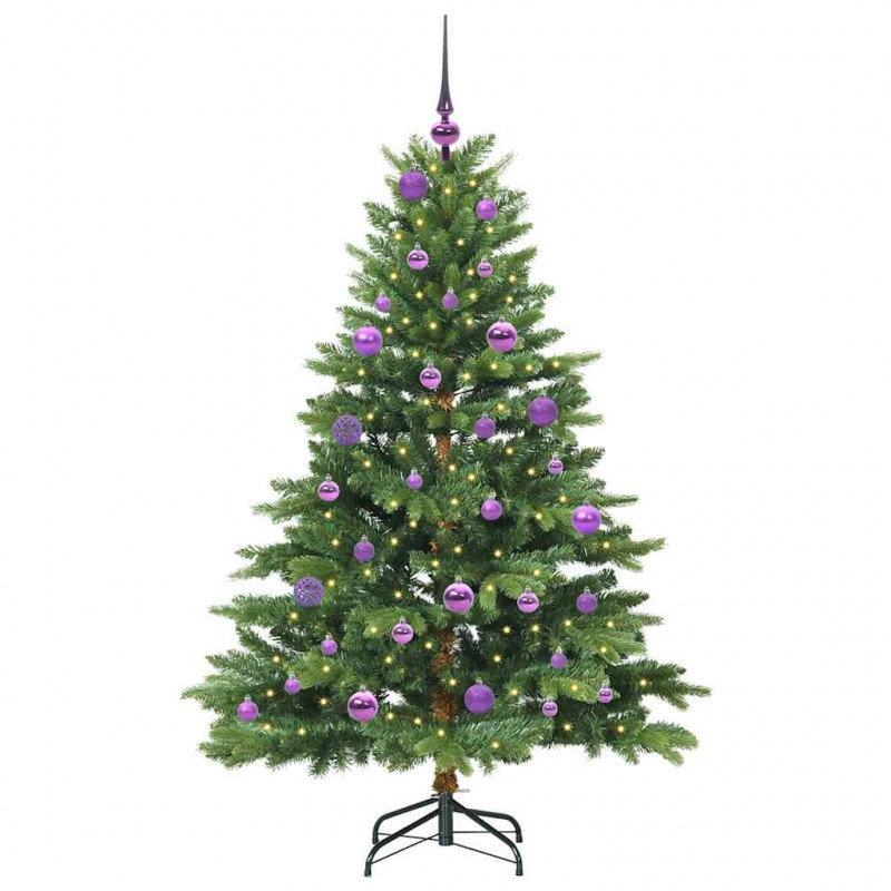 Sztuczna choinka z 150 diodami LED Zielony 150 cm PE i PVC