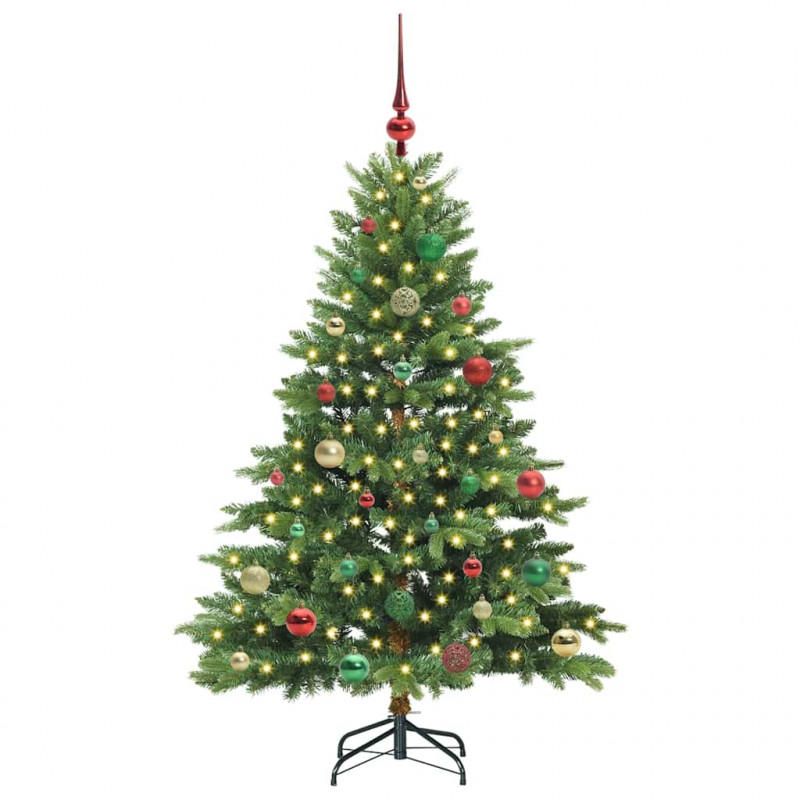 Sztuczna choinka z 150 diodami LED Zielony 150 cm PE i PVC