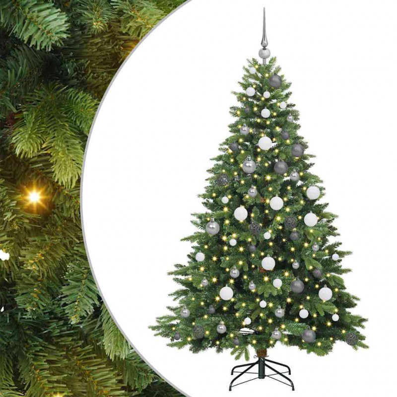 Sztuczna choinka z 300 diodami LED Zielony 180 cm PE i PVC