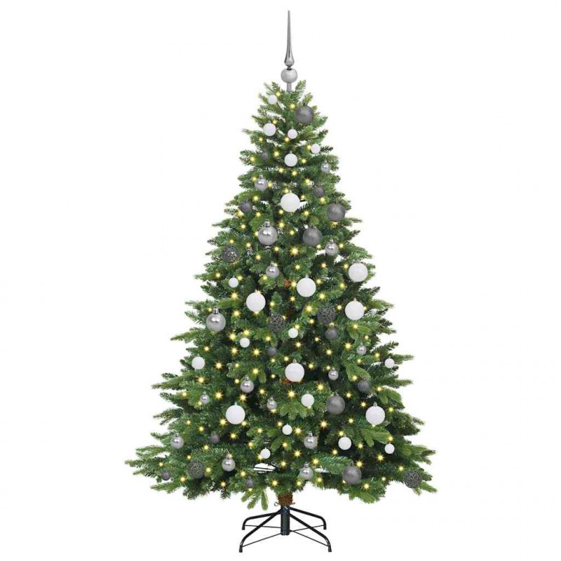 Sztuczna choinka z 300 diodami LED Zielony 180 cm PE i PVC