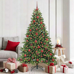 Sztuczna choinka z 300 diodami LED Zielony 180 cm PE i PVC