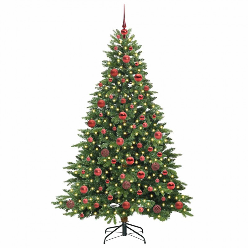 Sztuczna choinka z 300 diodami LED Zielony 180 cm PE i PVC