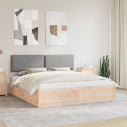 Ramka łóżka z tapicerowanym wezgłowiem Jasnoszary 200 x 200 cm