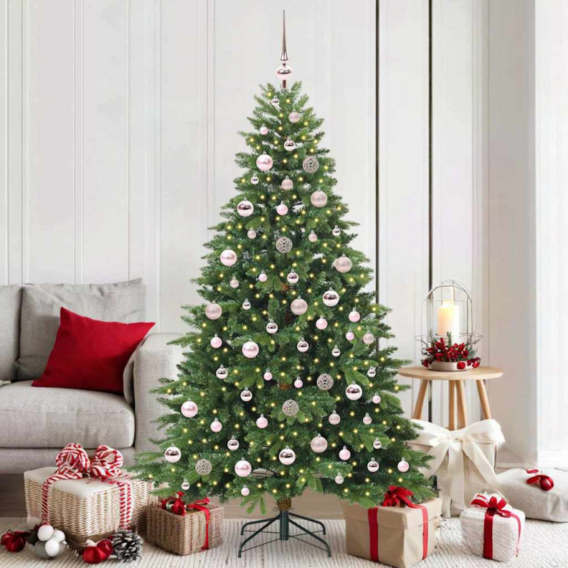 Sztuczna choinka z 300 diodami LED Zielony 180 cm PE i PVC