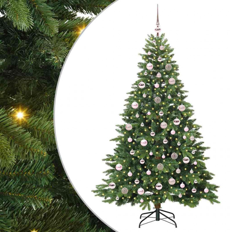 Sztuczna choinka z 300 diodami LED Zielony 180 cm PE i PVC