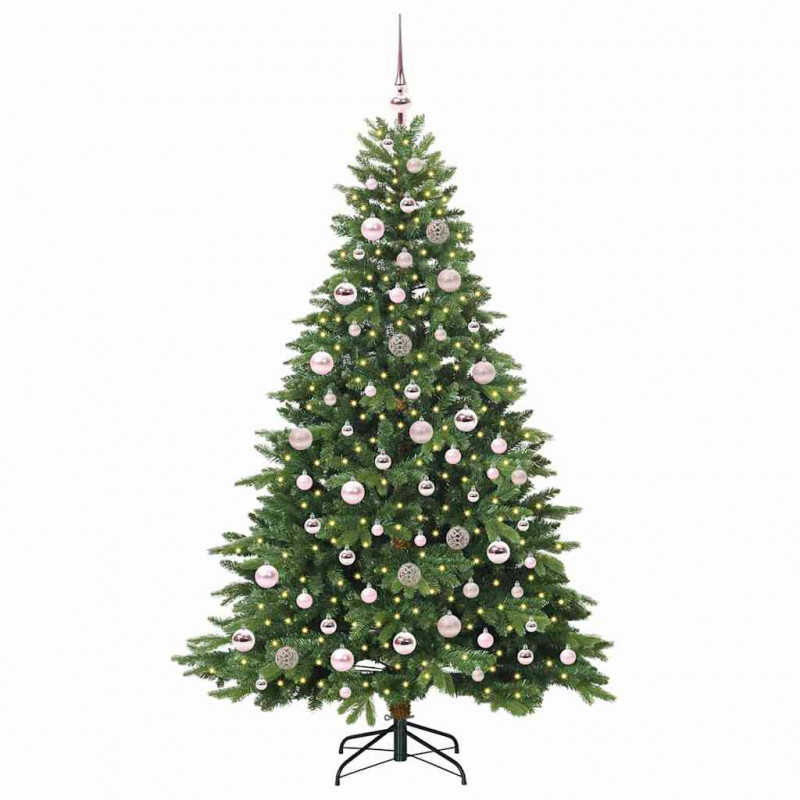 Sztuczna choinka z 300 diodami LED Zielony 180 cm PE i PVC