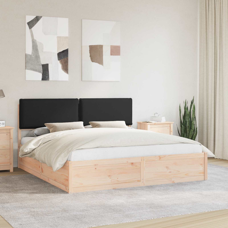 Ramka łóżka z tapicerowanym wezgłowiem Czarny 200 x 200 cm