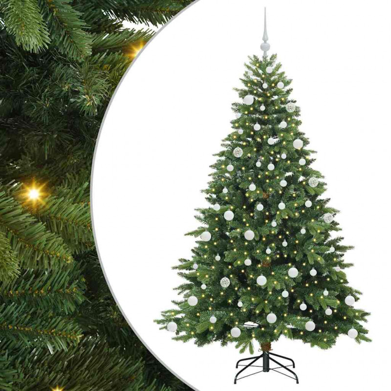Sztuczna choinka z 300 diodami LED Zielony 180 cm PE i PVC