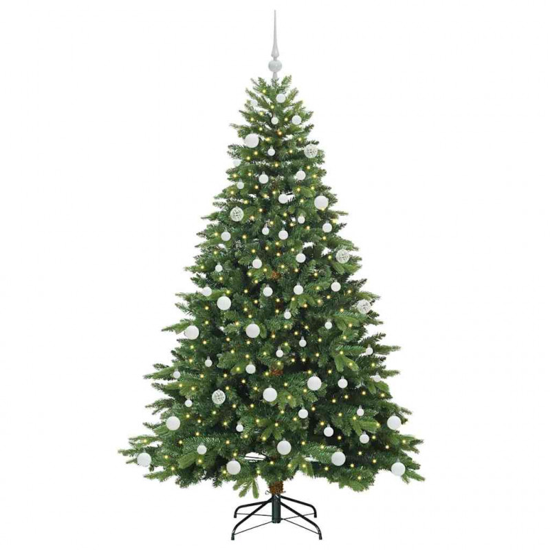 Sztuczna choinka z 300 diodami LED Zielony 180 cm PE i PVC