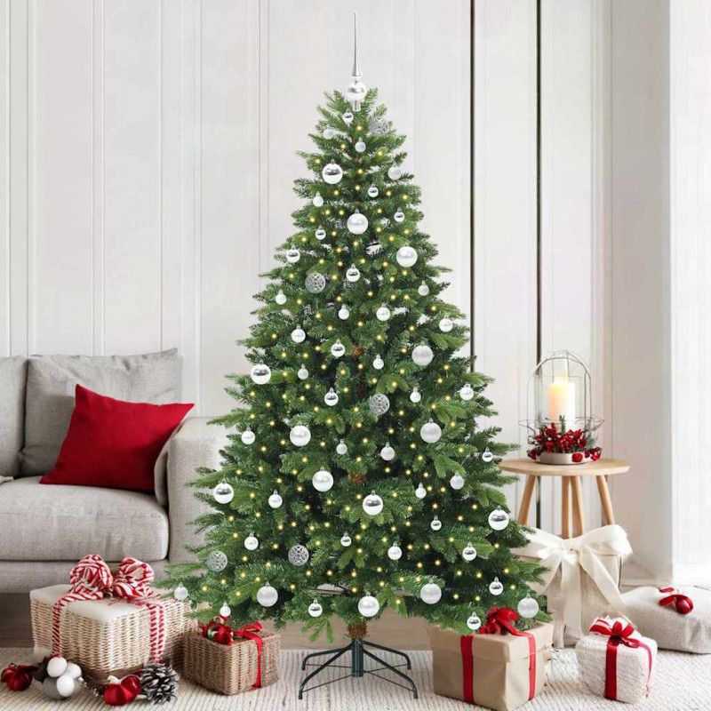 Sztuczna choinka z 300 diodami LED Zielony 180 cm PE i PVC
