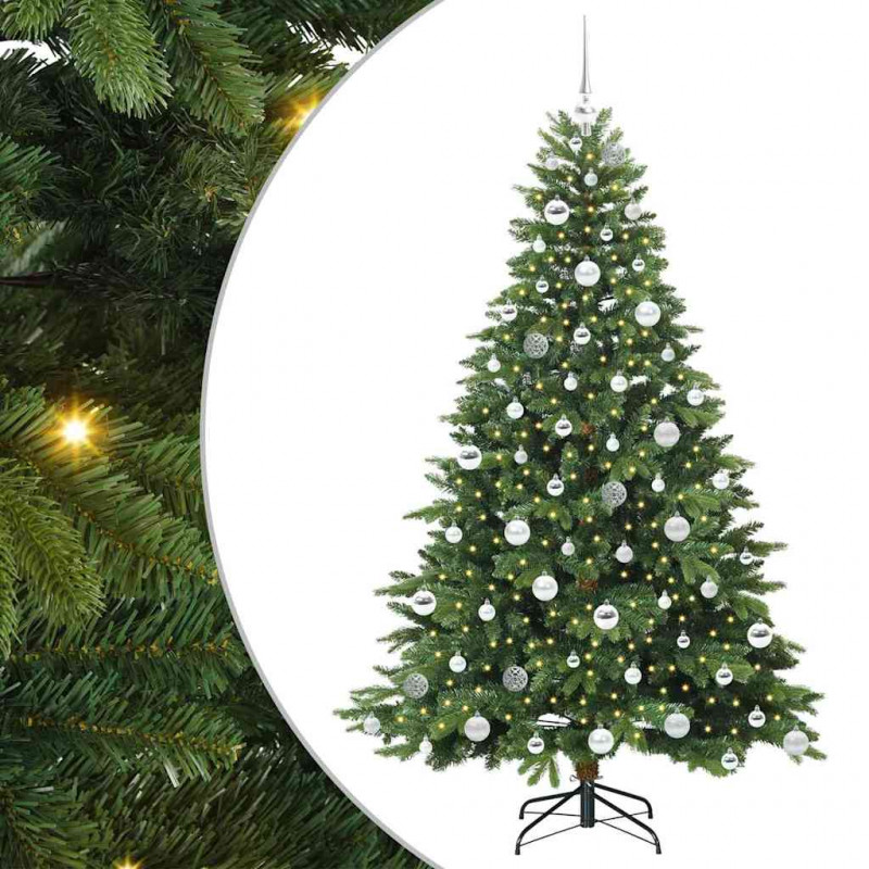 Sztuczna choinka z 300 diodami LED Zielony 180 cm PE i PVC