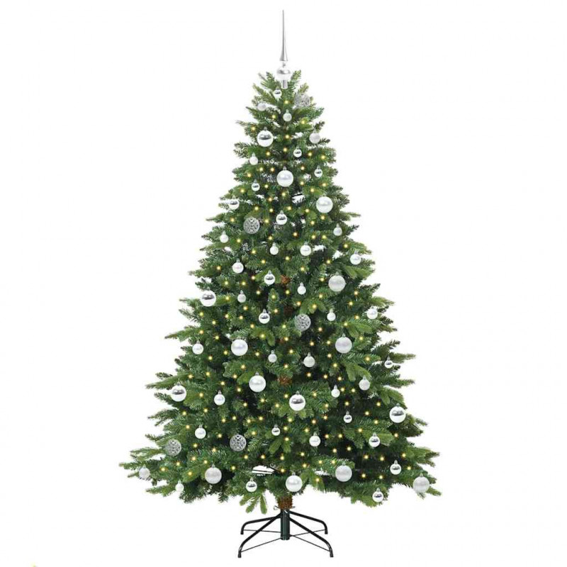 Sztuczna choinka z 300 diodami LED Zielony 180 cm PE i PVC