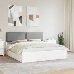 Ramka łóżka z tapicerowanym wezgłowiem Jasnoszary 200 x 200 cm