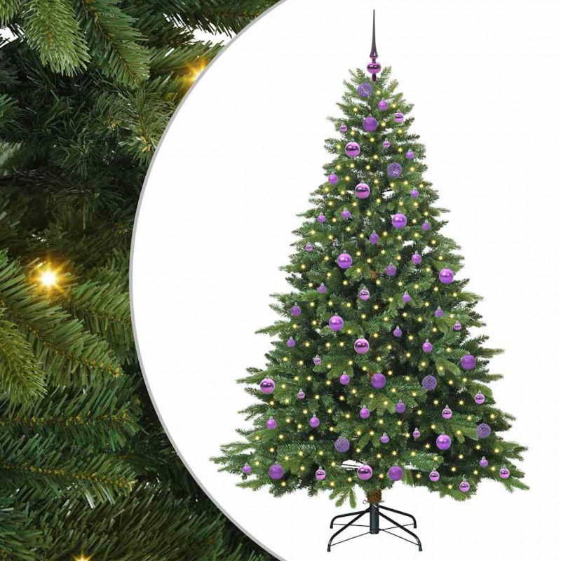 Sztuczna choinka z 300 diodami LED Zielony 180 cm PE i PVC