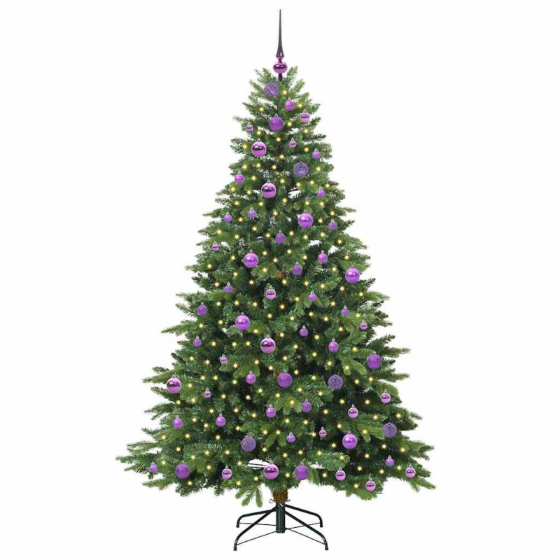 Sztuczna choinka z 300 diodami LED Zielony 180 cm PE i PVC