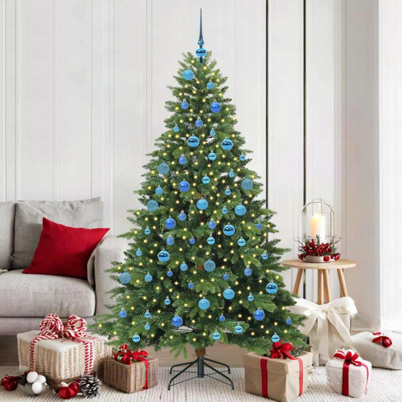 Sztuczna choinka z 300 diodami LED Zielony 180 cm PE i PVC