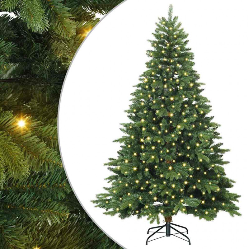 Sztuczna choinka z 300 diodami LED Zielony 210 cm PE i PVC