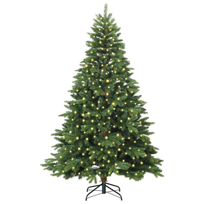 Sztuczna choinka z 300 diodami LED Zielony 210 cm PE i PVC