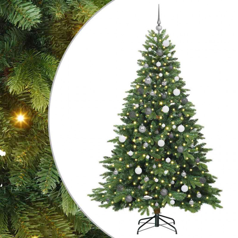 Sztuczna choinka z 300 diodami LED Zielony 210 cm PE i PVC