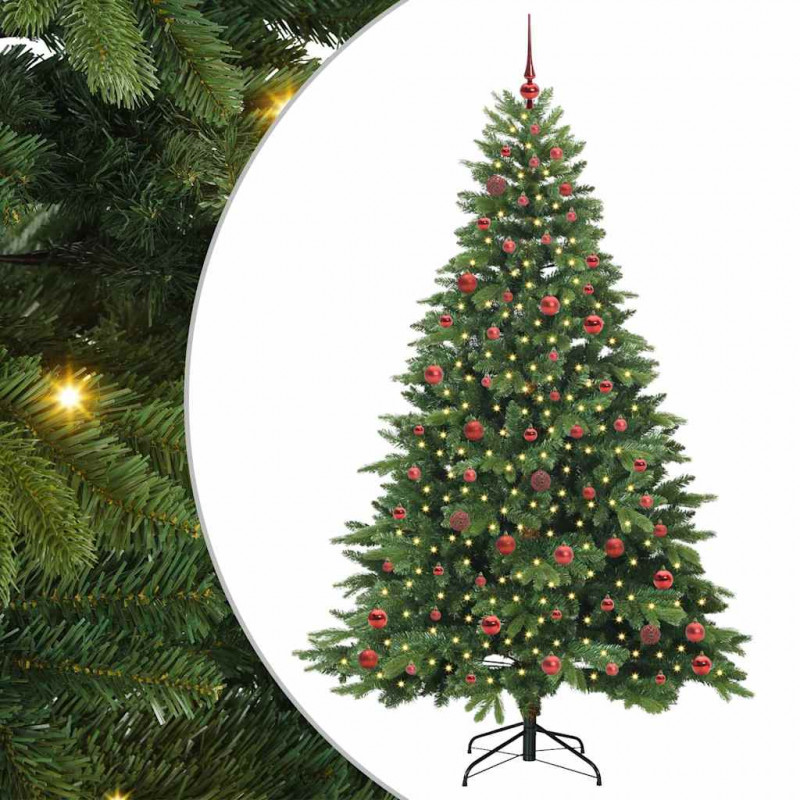 Sztuczna choinka z 300 diodami LED Zielony 210 cm PE i PVC