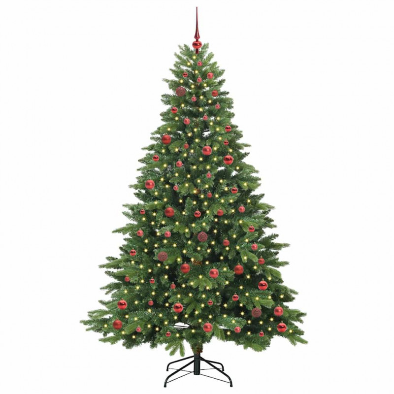 Sztuczna choinka z 300 diodami LED Zielony 210 cm PE i PVC