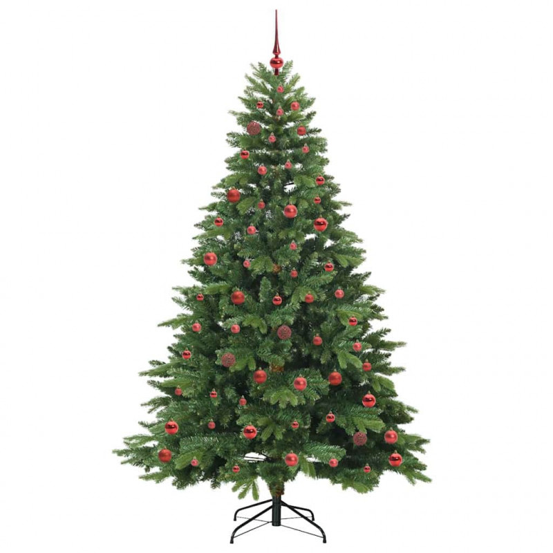 Sztuczna choinka z 300 diodami LED Zielony 210 cm PE i PVC