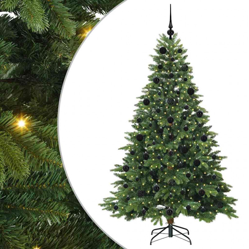 Sztuczna choinka z 300 diodami LED Zielony 210 cm PE i PVC