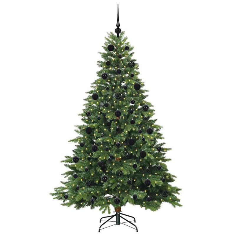 Sztuczna choinka z 300 diodami LED Zielony 210 cm PE i PVC