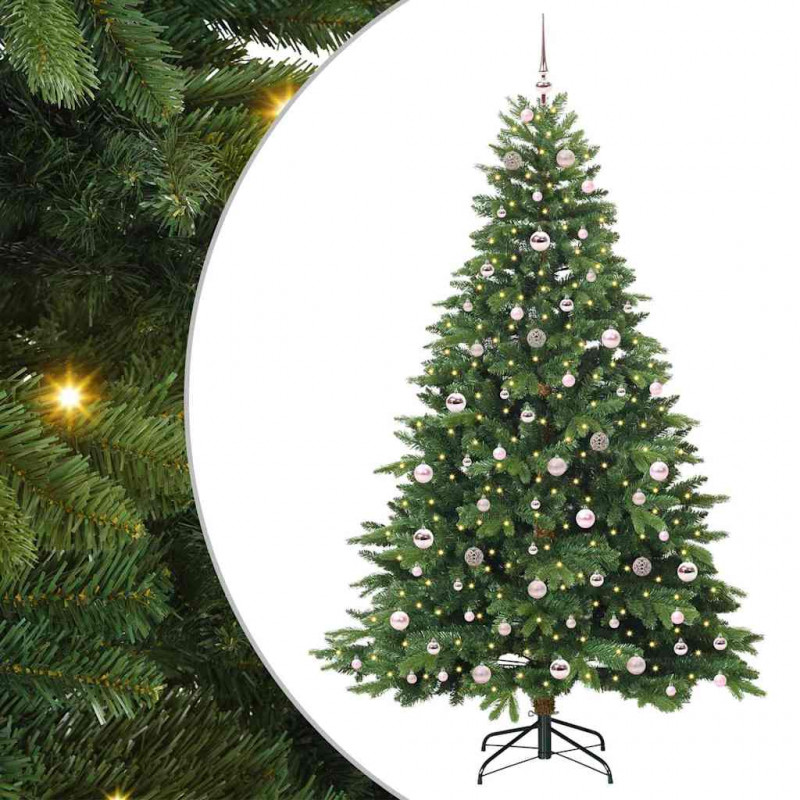 Sztuczna choinka z 300 diodami LED Zielony 210 cm PE i PVC