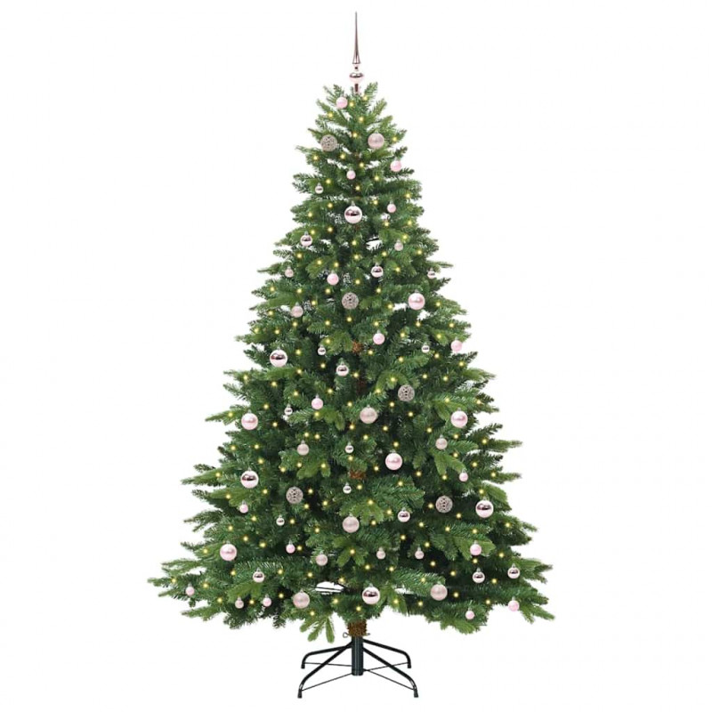 Sztuczna choinka z 300 diodami LED Zielony 210 cm PE i PVC