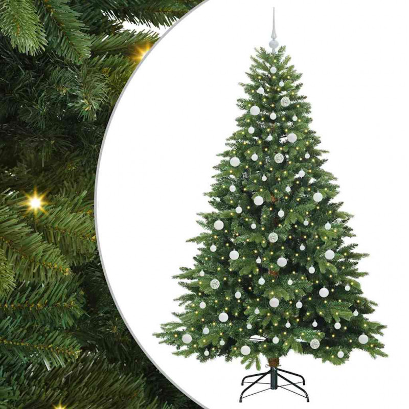 Sztuczna choinka z 300 diodami LED Zielony 210 cm PE i PVC