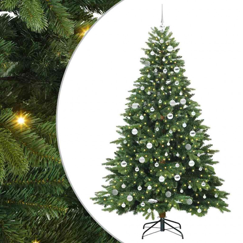 Sztuczna choinka z 300 diodami LED Zielony 210 cm PE i PVC