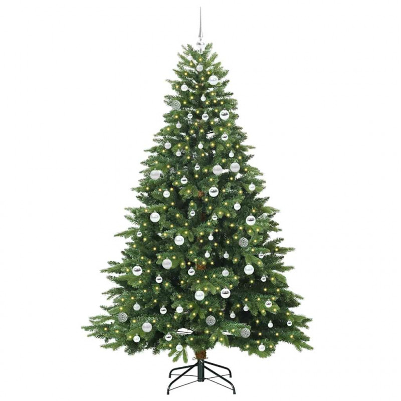Sztuczna choinka z 300 diodami LED Zielony 210 cm PE i PVC