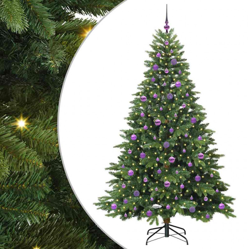 Sztuczna choinka z 300 diodami LED Zielony 210 cm PE i PVC