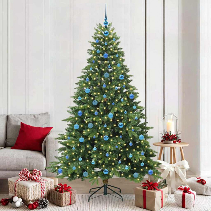 Sztuczna choinka z 300 diodami LED Zielony 210 cm PE i PVC