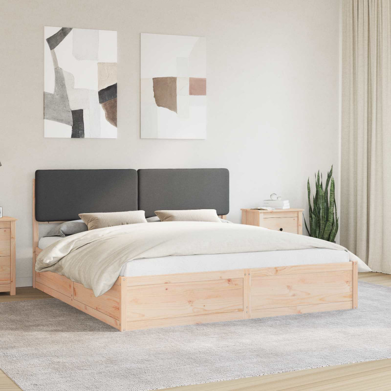 Ramka łóżka z tapicerowanym wezgłowiem Ciemnoszary 200 x 200 cm