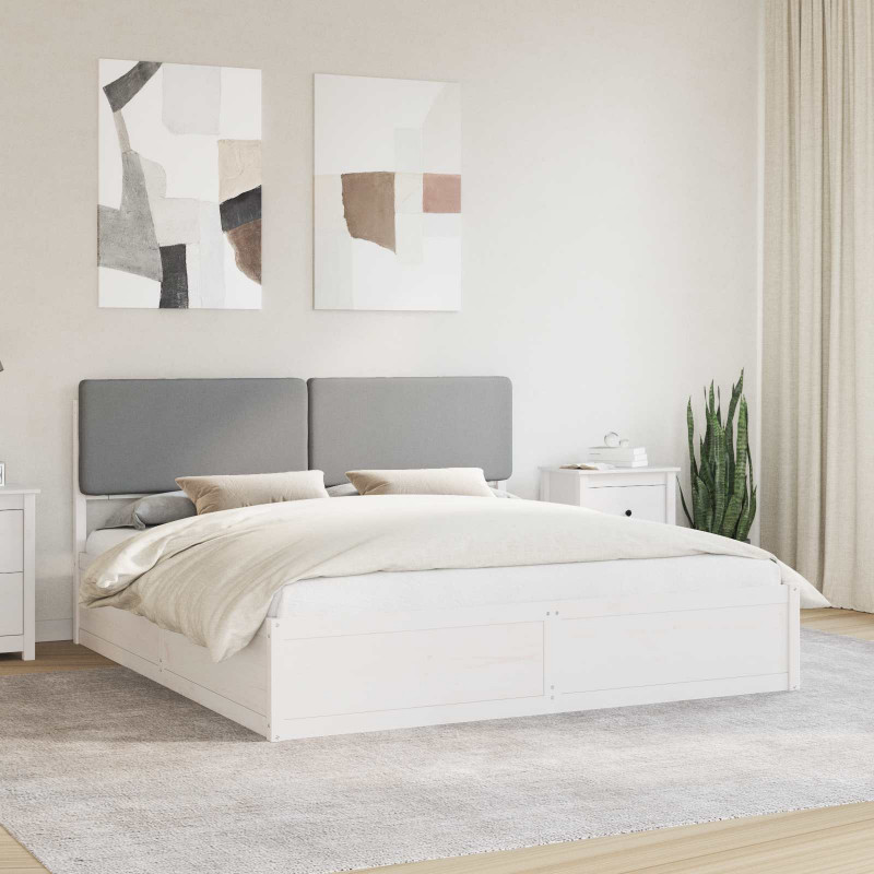 Ramka łóżka z tapicerowanym wezgłowiem Jasnoszary 180 x 200 cm