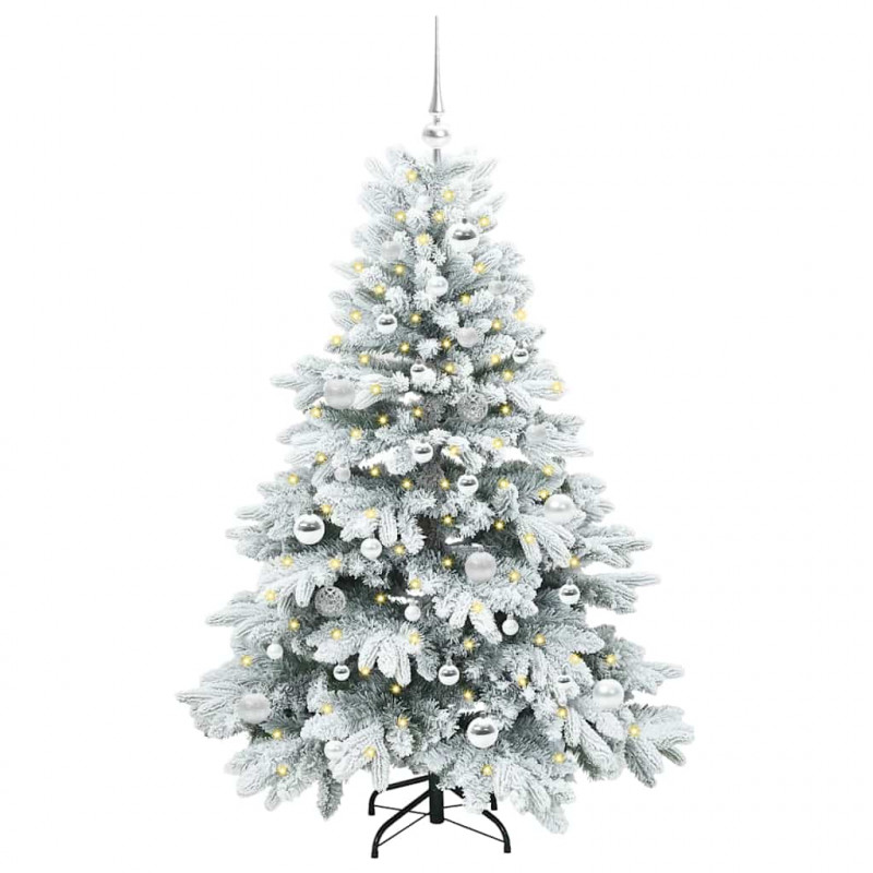 Sztuczna choinka z 150 diodami LED Biały 150 cm PE i PVC